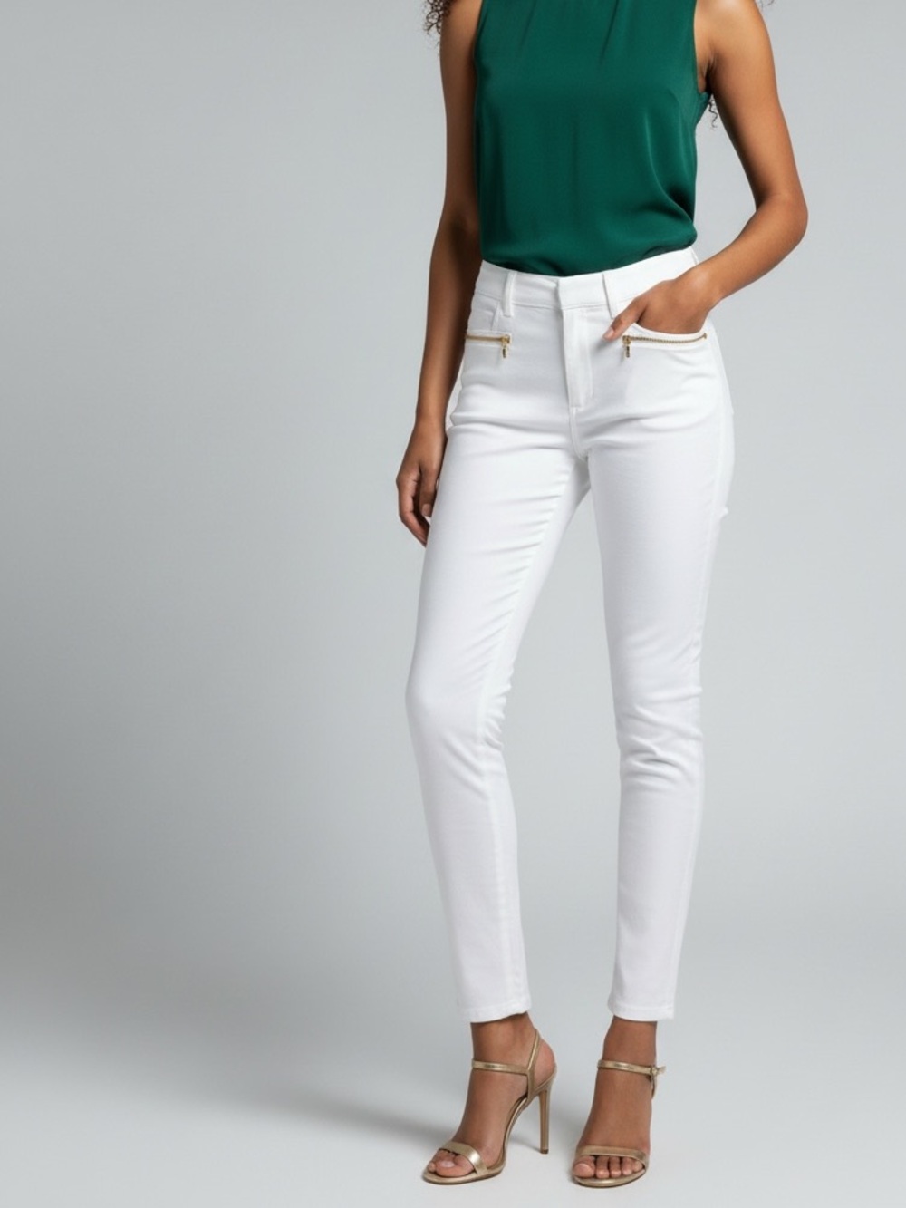 Ralph Lauren White Women’s Jeans with Gold Zippers